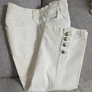 Women's NYDJ White Button-Detail Capris